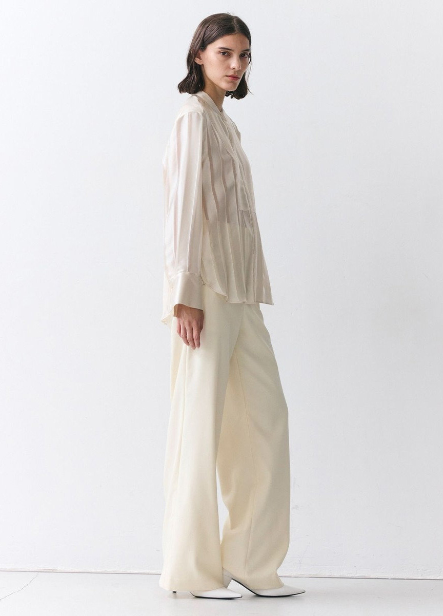 腰間釦飾海軍風寬褲